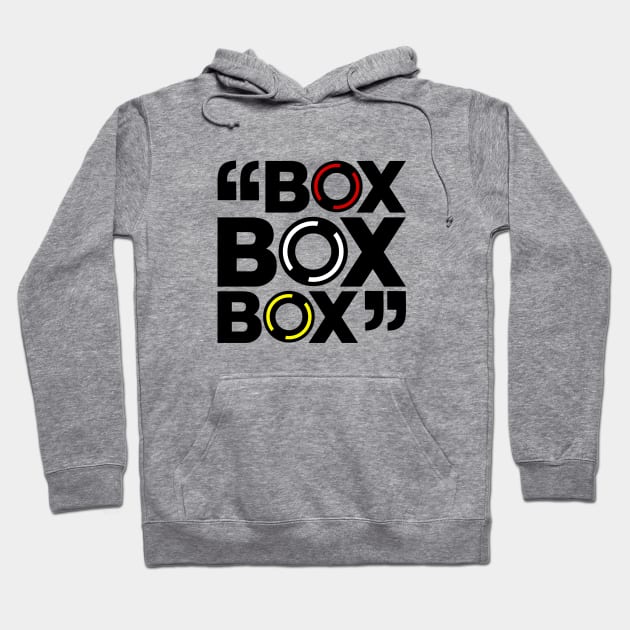 "Box Box Box" Formula 1 Tyre Compound Design Hoodie by DavidSpeedDesign